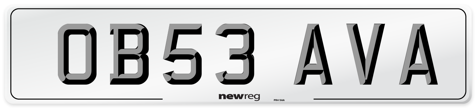 OB53 AVA Number Plate from New Reg
